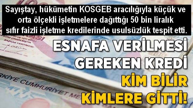 ESNAFA VERİLMESİ GEREKEN KREDİ KİM BİLİR KİMLERE GİTTİ!