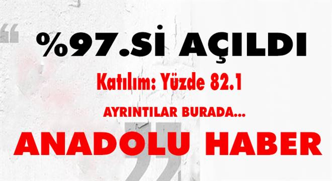 7 Haziran 2015 seçim sonuçları, yüzde 97`si açıldı