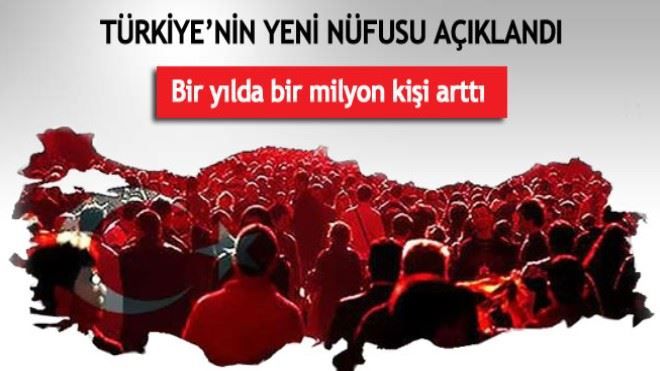 Türkiye´nin nüfusu 1 milyon arttı