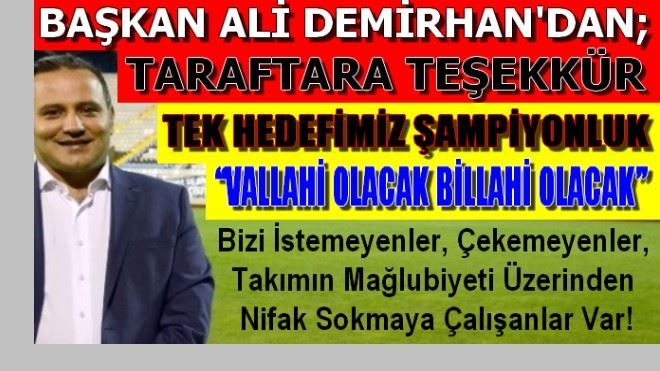 HEDEFİMİZ BEDBAHTLAR DEĞİL ŞAMPİYONLUKTUR