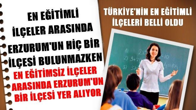 EN EĞİTİMSİZ İLÇELER ARASINDA ERZURUM´UN BİR İLÇESİ DE YER ALIYOR