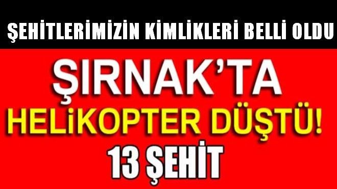 Şırnak´ta askeri helikopter düştü ? 13 Şehit!